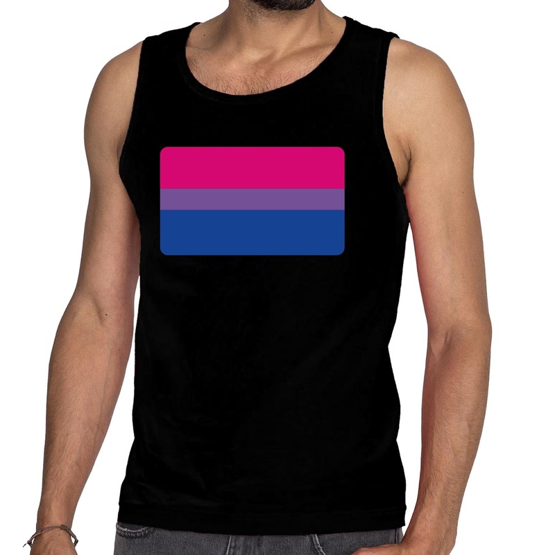 Bi vlag gay pride tanktop/mouwloos shirt zwart voor heren