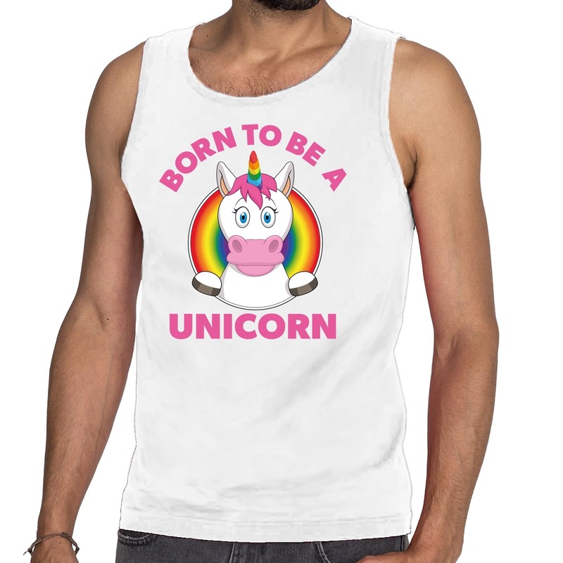 Born to be a unicorn gay pride tanktop wit heren