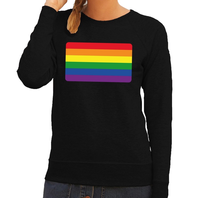 Gay pride regenboog vlag sweater zwart voor dames