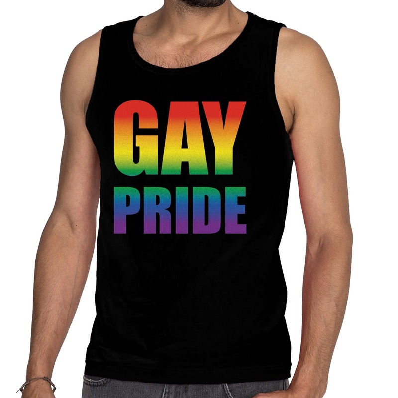 Gay pride tanktop - mouwloos shirt zwart voor heren