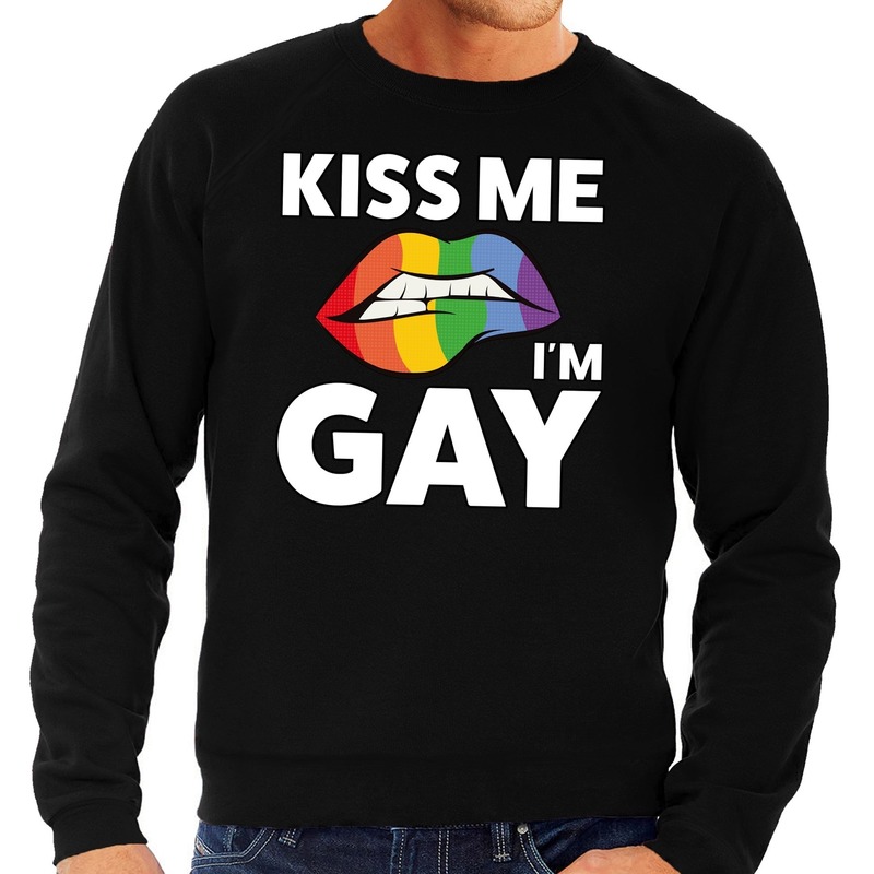 neem medicijnen extreem Interpreteren Kiss me i am gay sweater shirt zwart voor heren | Gay pride winkel - alles  voor Gay pride
