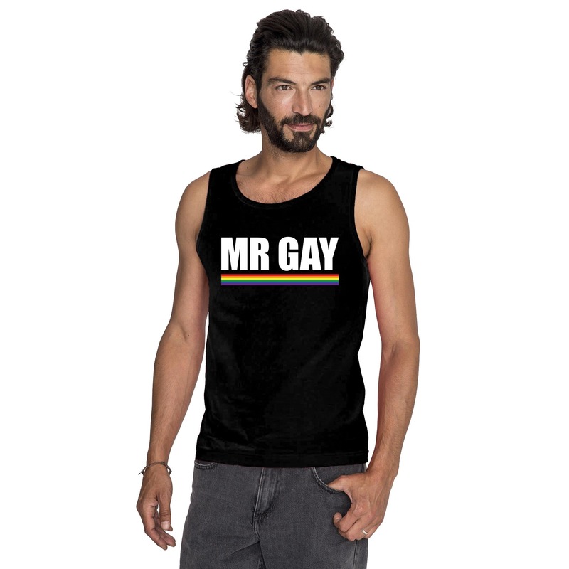 LGBT singlet shirt/ tanktop zwart Mister Gay heren