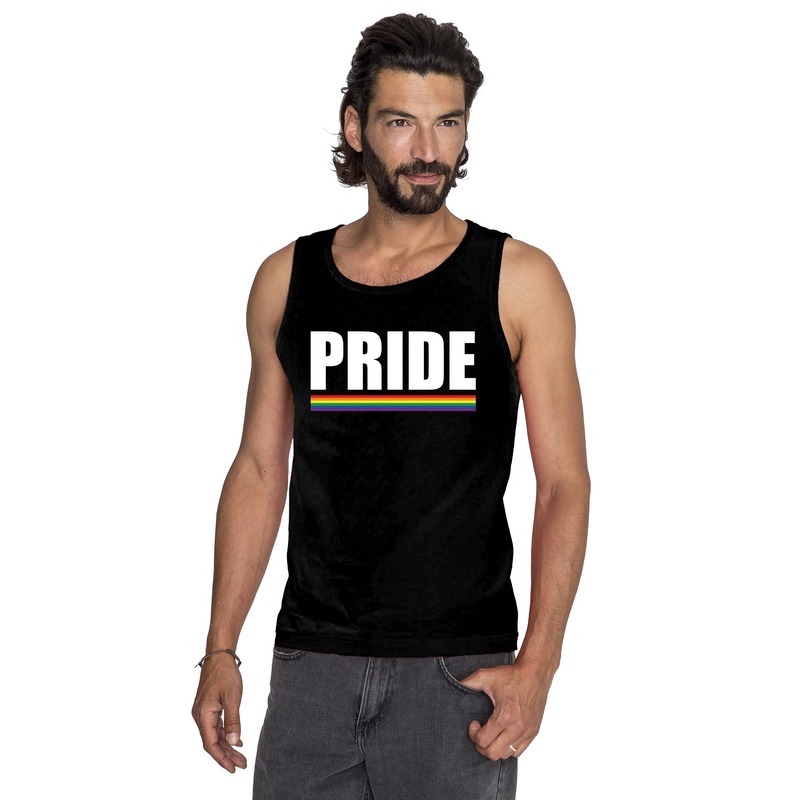 LGBT singlet shirt/ tanktop zwart Pride heren