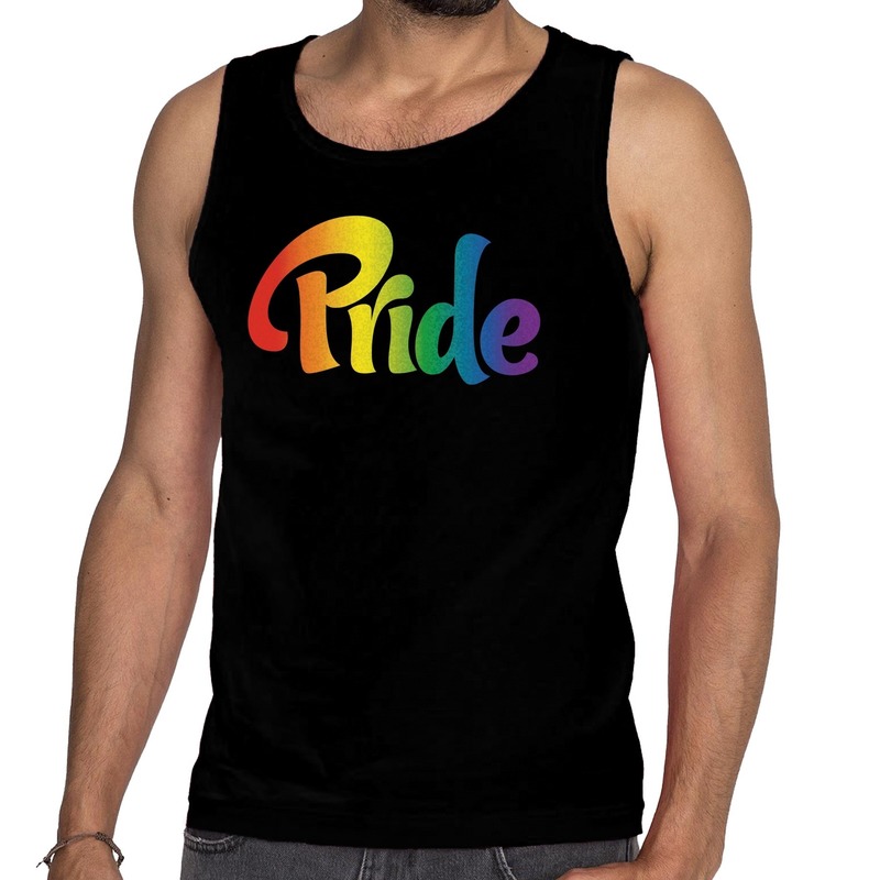 Pride gay pride tanktop/mouwloos shirt zwart heren