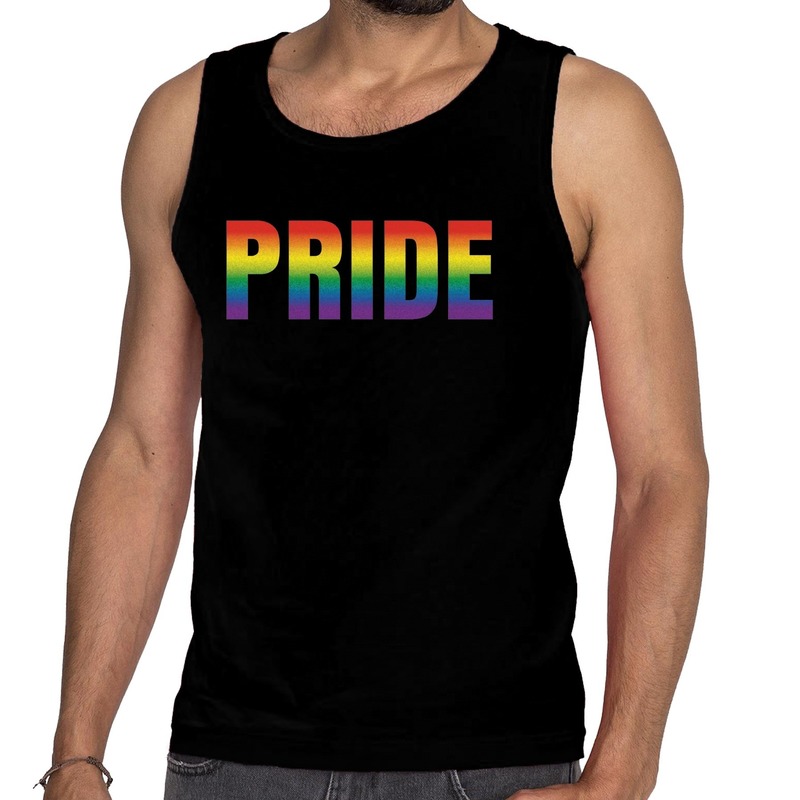 Pride gaypride tanktop/mouwloos shirt zwart heren