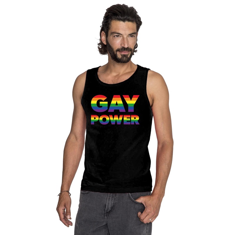 Zwart Gay Power pride tanktop heren