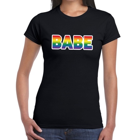 Babe gay pride t-shirt zwart voor dames