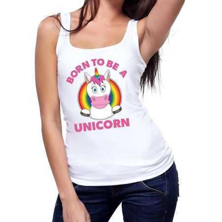 Unicorn gay pride rainbow tanktop white women