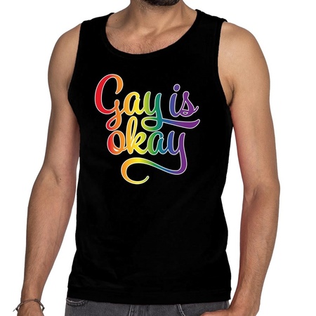 Gay is okay gaypride rainbow tanktop black men