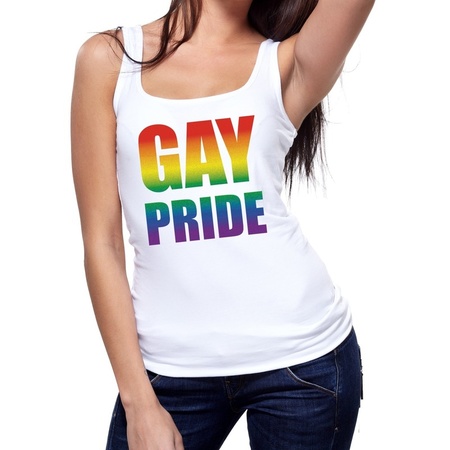 Gay pride tanktop / mouwloos shirt wit voor dames