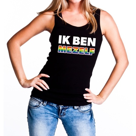 Ik ben mezelf regenboog gaypride tanktop/mouwloos shirt voor dam