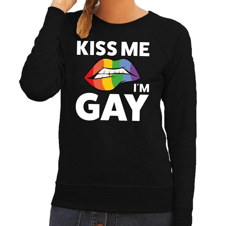 Kiss me I am gay sweater black woman
