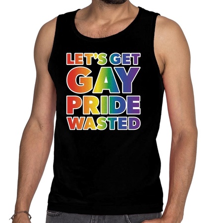 Lets get gay pride wasted tanktop/mouwloos shirt zwart heren