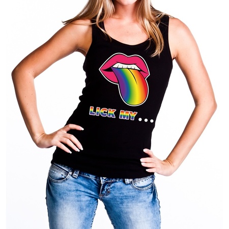 Lick my... gay pride  tanktop/mouwloos shirt black women
