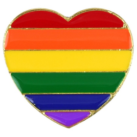 Regenboog pride hart metalen pin/broche 3 cm
