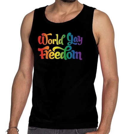World gay freedom gaypride rainbow tanktop black men